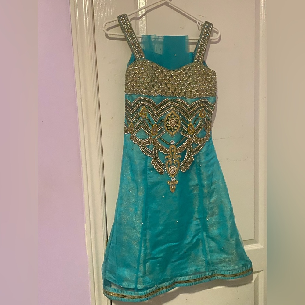 Elegant Blue and gold pajami suit